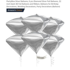 PartyWoo Balloons,Party Decor,Silver,22"‎